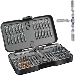 66 in 1 Magnetic Screwdriver Set, DIY Ratchet Screwdriver Set, Multi Bit Magnetic Drive Set with Detachable Ratchet Handle, Portable Compact Repair Tool Kit