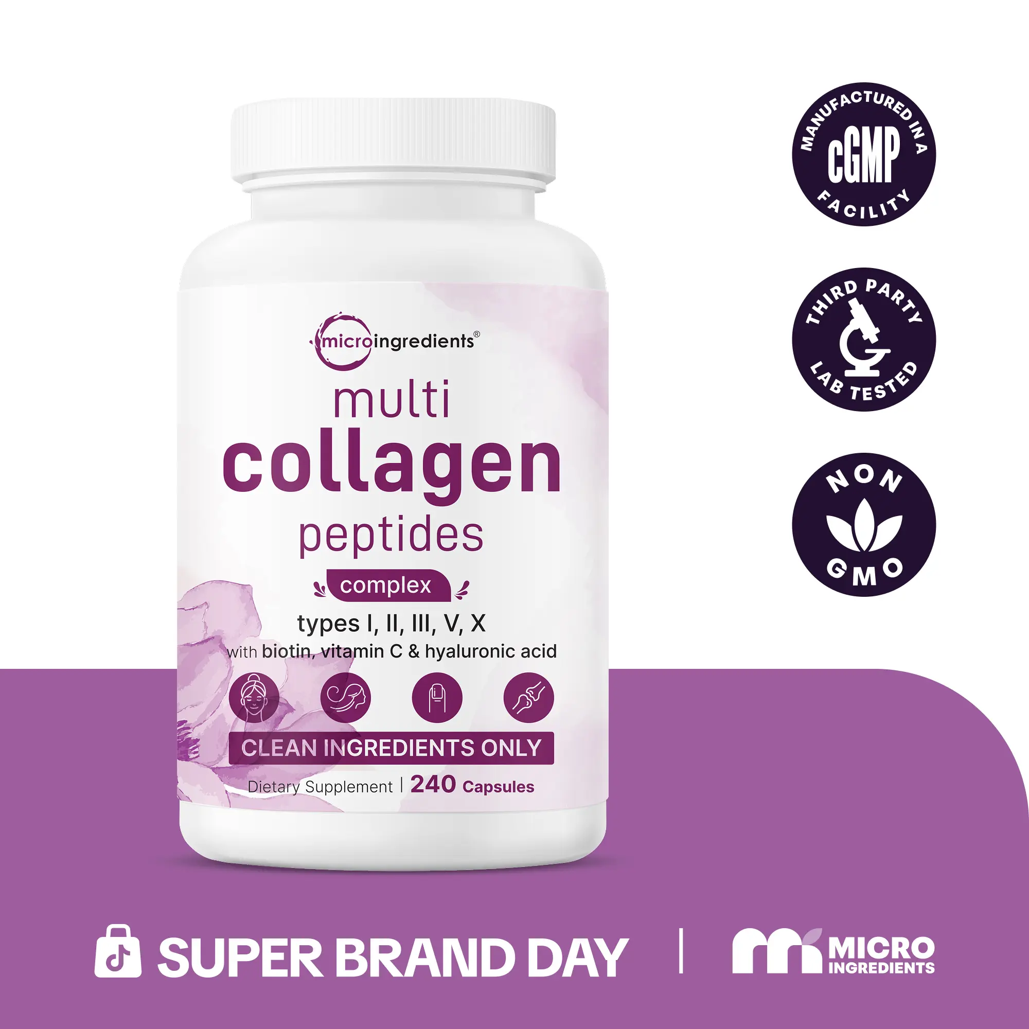 Micro Ingredients Multi Collagen Complex, 240 Capsules