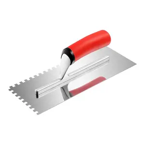 fathersdaygift VEVOR Tile Tools, Stainless Steel Squared Notch Tile and Flooring Trowel, 10.9x 4.4 in Pro Grade Drywall Tool, Ergonomic Rubber Grip Comfort Handle, for Apply, Spread, Flatten, Smooth, Polish