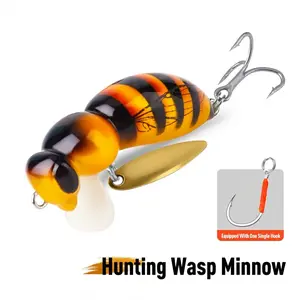 Hunting Wasp Fishing Lure – Spinning Blade Minnow, Floating & Sinking, Customizable Hook Bass Fishing Lure, UndderSpin Lure