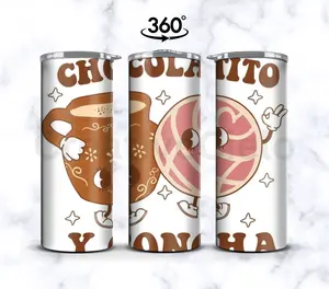 Chocolatito y concha 20oz Skinny Coffee Tumbler with Straw, Pan Dulce, Mexican Gifts, Coffee Tumbler, Gift tumbler for her