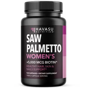 Vegan Saw Palmetto & Biotin Supplement for Women, DHT Blocker Hair Health Vitamins, Post-Partum Hair Appearance Vegan Supplement for Hair Skin Nails