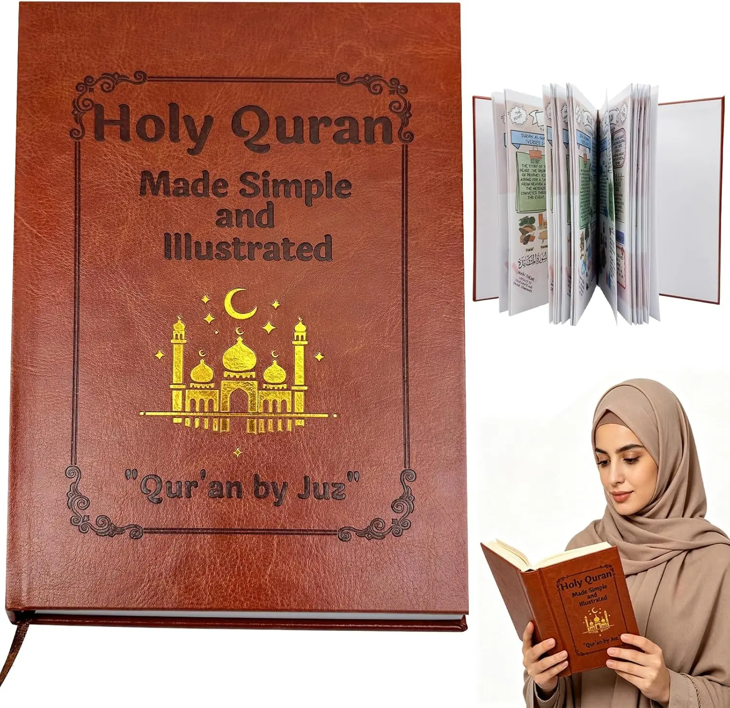 Holy Quran Journey Notebook - Illustrated Juz Thematic Breakdowns for 114 Surahs, Easy-to-Follow Guides, Complete Summaries - Ideal for Ramadan, Daily Reflection (Office Stationery Notebook)