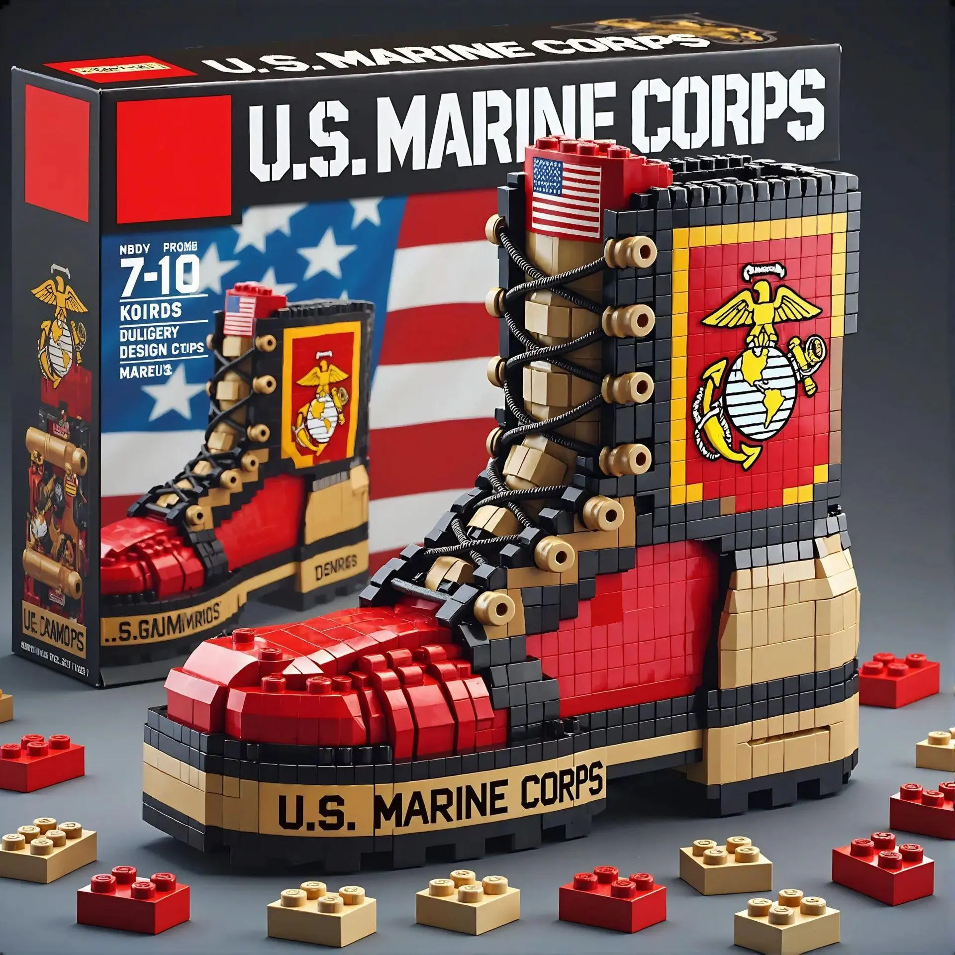Army Combat Boot Building Blocks Set, DIY Military-Themed Assembled Shoe Model, Educational Toy for Boys, Fan-Focused Gift, Wholesale Toy Compatible with Building Block Particles, Diy Building Model