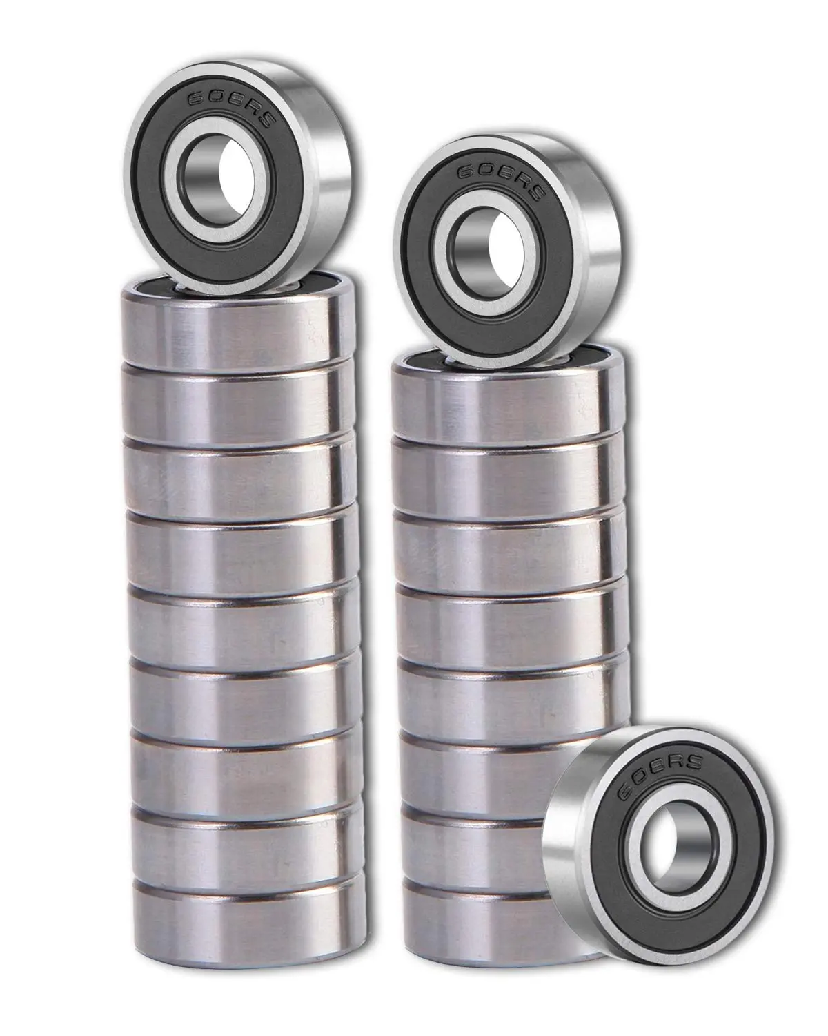 20 Pcs 608 2RS Ball Bearings – Bearing Steel and Double Rubber Sealed Miniature Deep Groove Ball Bearings (8mm x 22mm x 7mm) (608 2RS)