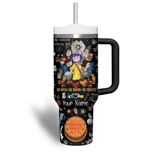 Coraline 20oz - 40oz Tumbler Stainless Steel with Straw, Double Wall Insulated, With Handle – Epic Cartoon Movies Series Design, Perfect Gift for Fans