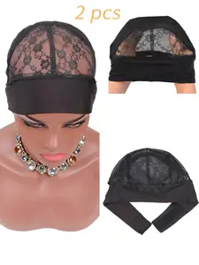 2pcs Headband Wig Cap, Wig Grip Weaving Cap, Adjustable Mesh Cap for Making Headband Wigs, Ideal for DIY Hair Accessories