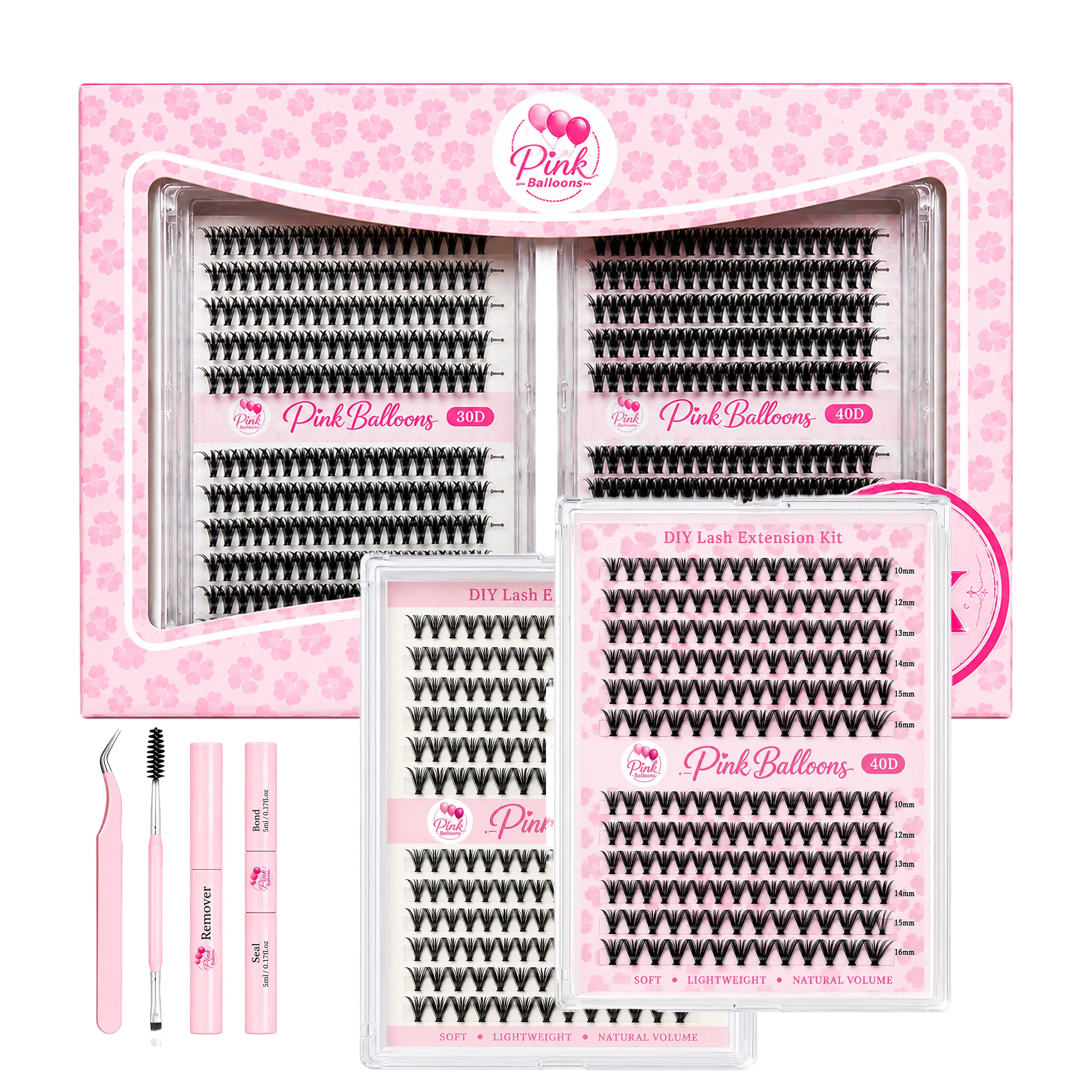 480 PCS DIY Lash Extension Kit (2X More Lashes), Trendy 30D & 40D Mixed Cluster Lashes, Easy-to-Apply Individual Eyelash Extension Kit, Beginner-Friendly, Best Natural Wispy Lash Gift Set
