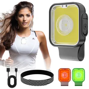 Hokolite Clip-On Running Light with 12 Lighting Modes, Motion Sensor, Rechargeable Battery,COB Red/Green, Outdoor Light Camping Running FIshing