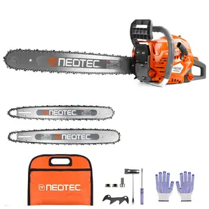 NEOTEC 68cc/58cc 2-Stroke Gas Chainsaw, Handheld Logging Chain Saw for Tree Cutting & Yard Maintenance, Comes with Protective Gloves & Full Accessories