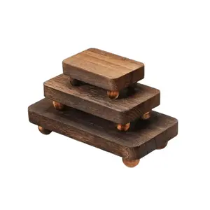 3pcs Solid Wood Base Aromatherapy Wax Display Stand, Minimalist Wooden Holder, Natural Wood, Compatible with Various Aromatherapy Wax Displays, Display Stand for Wax Melts