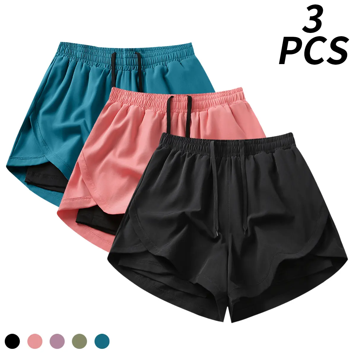 Women's 2 in 1 Athletic Running Shorts Double Layer Workout Gym Shorts Lightweight Breathable Quick Dry Sports Shorts with Liner for Jogging, Fitness Training, Outdoor Exercise,summerwins