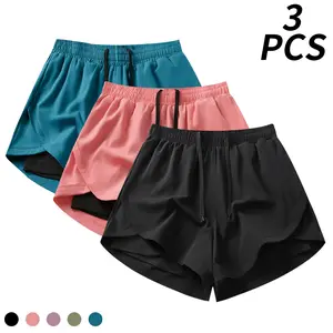 Women's 2 in 1 Athletic Running Shorts Double Layer Workout Gym Shorts Lightweight Breathable Quick Dry Sports Shorts with Liner for Jogging, Fitness Training, Outdoor Exercise