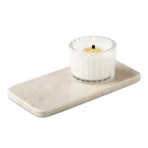 Natural Marble Small Tray, 5.8x2.9inch, Versatile Small Trays for Perfume, Candles, Reed Diffusers, Lotion Bottles, Soap Tray for Kitchen Bathroom Sink, Set of 2