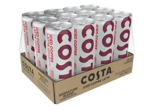 Costa Iced Coffee Latte Signature Blend 11oz 12pk Rich Signature Blend with Rainforest Alliance Certified Beans