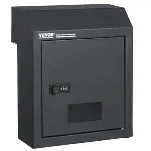 【DealsForYouDays】 12-in Sturdy Metal Combo Lock Key Locker, Wall-Mountable Charcoal Gray Home Security Safe for Mail and Key Storagedealsforyoudays