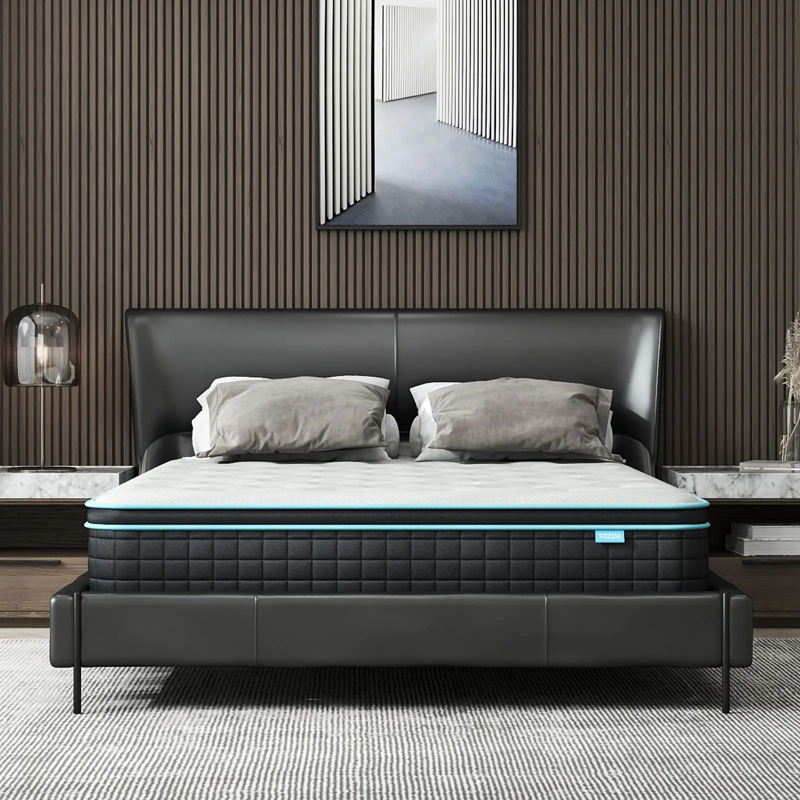 VIZIM 10" Twin/Queen Hybrid Mattress in a Box, Pocket Springs & Gel Memory Foam, Medium Firm Ergonomic, Sag-Free High-Density Foam, Cooling & Breathable, Motion Isolation, Fiberglass-Free, No Noise, Perfect Father's Day Gift