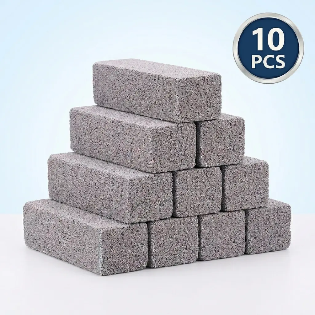 10-Pack Pumice Cleaning Blocks — Effectively remove stains from toilets and bathroom fixtures. Ideal for hard water rings and stubborn grime on tiles, bathtubs, stovetops, BBQ grills and sinks (5.9 x 1.4 x 0.9 inches).**