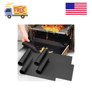 4 Pack Thickened Oven Liners for Bottom of Oven BPA & PFOA Free Black