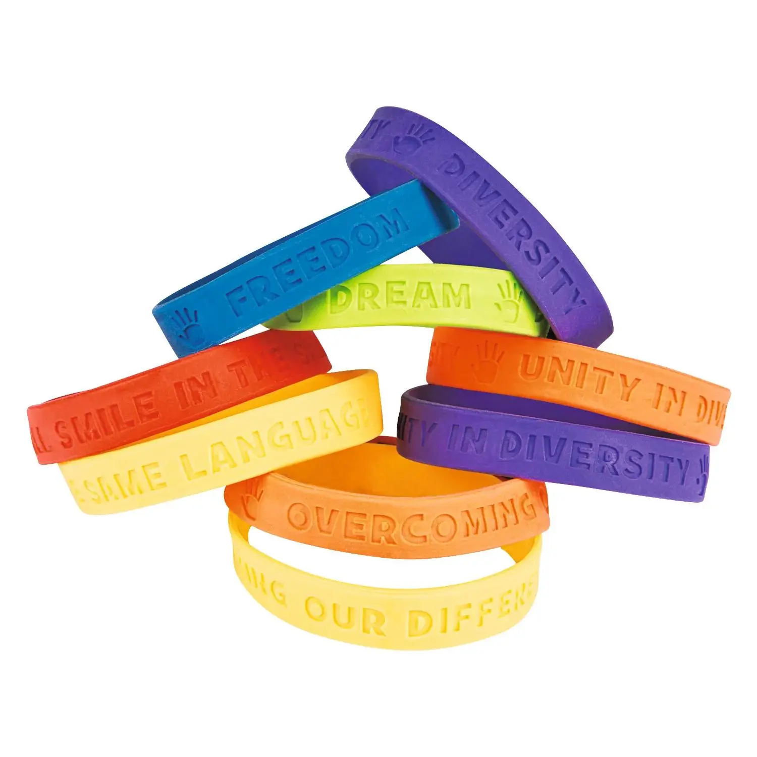 7 1/4" Brightly Colored Diversity Rubber Bracelets - 24 Pc.