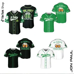 St Patrick's Day Drinking Team Baseball Jersey Shirt, Lucky Clover Shamrock Jersey Tee, St Paddy’s Day Party Gift