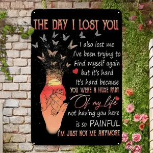 2D Flat 1pc Memorial Sign, Commemorate Loved Ones Metal Sign, Multipurpose Outdoor Yard Home Cemetery Decorations for Grave, 12 × 8 Inches, 2D Flat