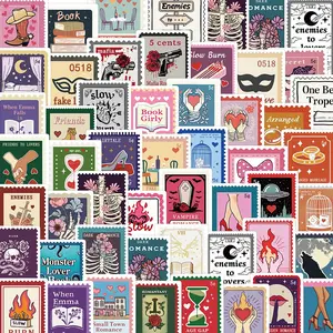 Cartoon Pattern Stamp Sticker, 50/1000pcs Creative Stamp Sticker, Decorative Sticker for Phone, Notebook, Handbook, DIY Decorative Sticker, Sticker Packs