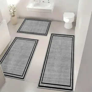 Simple Design Bathroom Mat, 3 Counts/set Non-slip Absorbent Floor Mat, Quick-drying Mat for Bathroom, Kitchen, Laundry Room, Bedroom, Living Room