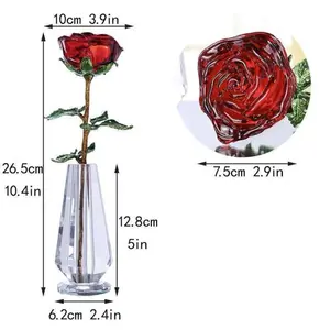 Handmade crystal immortal rose ornament, light luxury interior decoration gift ornament, mother's day gift for girlfriends and girlfriends, home decoration