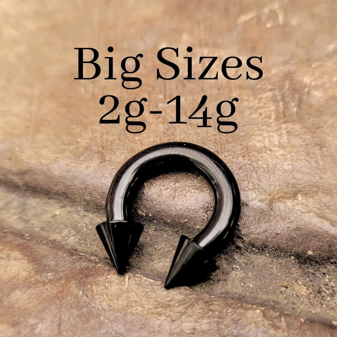 Single Black Spike Cone Horseshoe Large Barbell Septum Ring Stretching jewelry Steel 2g 4g 6g 8g 10g 12g 14g piercing nose big gauge wide