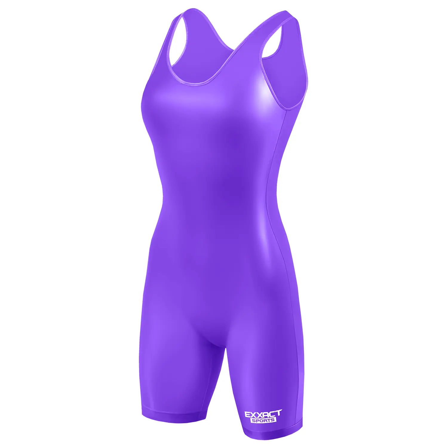 Exxact Sports Youth Girls' Purple High-Cut Full-Coverage Wrestling Singlet, Leotard Outfit for Dance