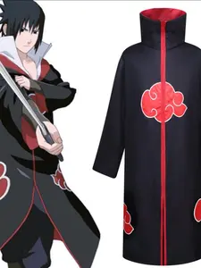 Anime Adult Costume Ninja Naruto Akatsuki Stand Collar Single Cape Organization Cape Cloak Coat Anime Clothing