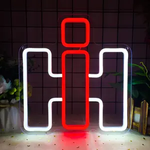 International Harvester Neon Signs for Wall Decor IH Tractor Vehicle Neon Light Farm Repair Shop Basement Signs USB Powered for Farm Bedroom Man Cave Bar Birthday Gifts