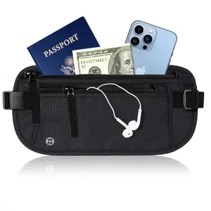 Ciana Super Slim RFID Protected Money Belt & Passport Holder for Travel - Adjustable Waistband Bag, Breathable Mesh, Machine Washable, Multisport Pack