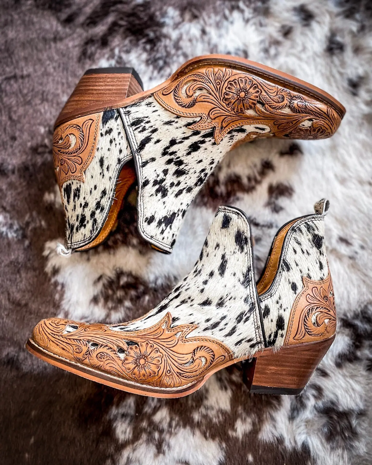 Myra Bag Women's Leather Cowhide Booties - West Street Western Hand-Tooled Women's Footwear