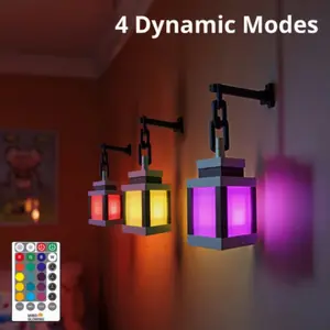 RGB Pixel Lantern, Upgrade Your Room Décor with Color-Changing LED Lights, Rechargeable Battery and Remote Control, Perfect Night Light or Table Decoration, Modern Night Lights
