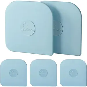 Pan Scraper, 5 Pcs Pot Scraper Plastic, Pot Scraper Non Scratch for Cast Iron, Pot and Pan Cleaning, Sturdy Scraper Kitchen Tool-Aqua