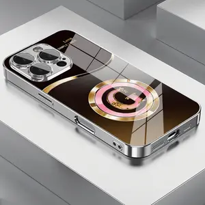 Luxurious High-End Business Creative Ring G New Electroplated Glass Phone Case Suitable for iPhone 17 16, 15, 14, 13, 12, 11 Plus Pro Max