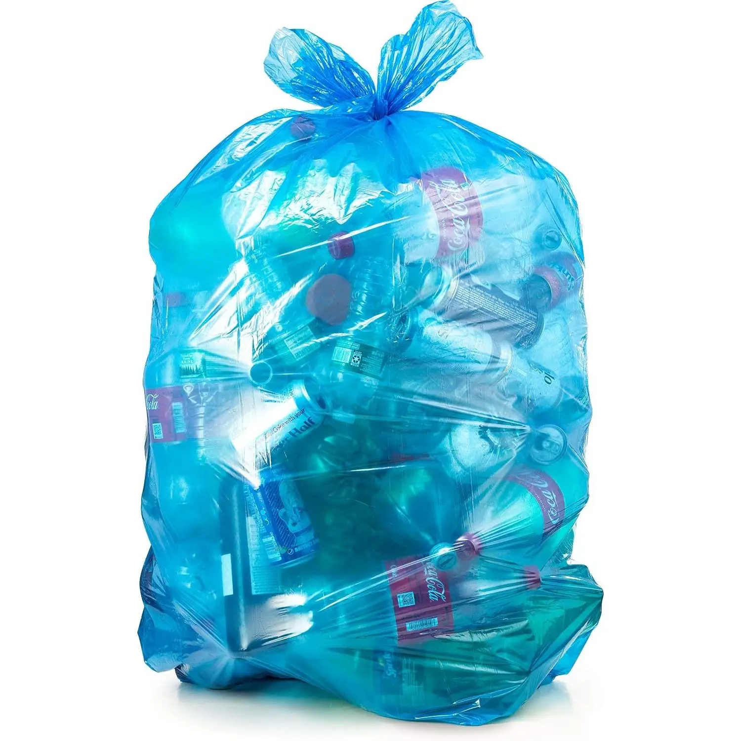 Recycling Trash Bags 55 Gallon, (50 count w/Ties) Large Blue Plastic Garbage Bags