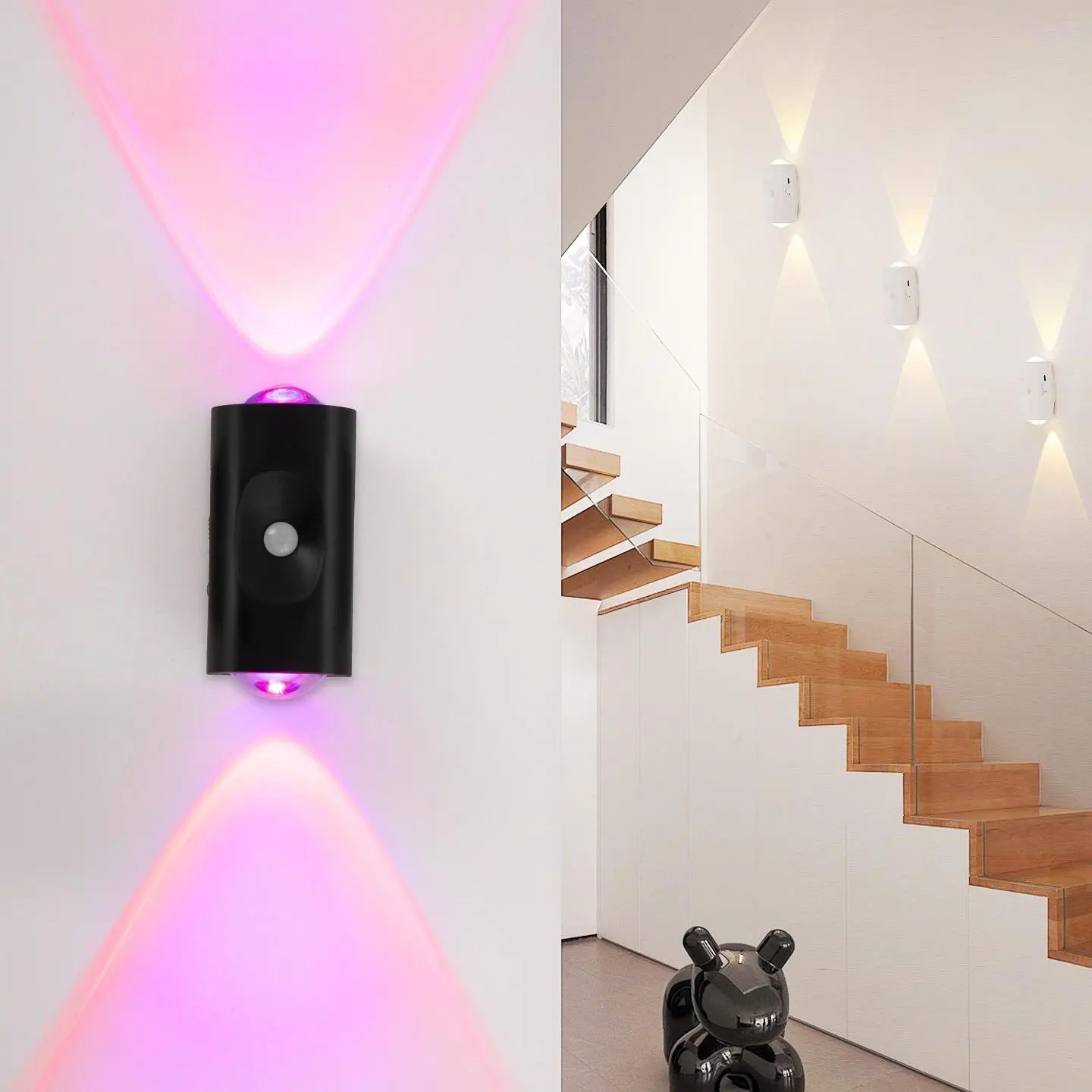 Rechargeable LED Night Light with Motion Sensor Wall Lamp RGB Gradient Ambient Indoor Dimmable Magnetic Stairlight for Halloween Christmas DIY Bedroom Living Room Game Decor