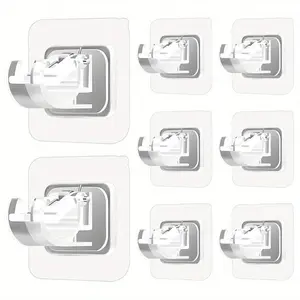 8pcs Curtain Rod Support Self-Adhesive Curtain Rod Support Nail-Free Adjustable Curtain Rod Hook Bathroom Kitchen Bathroom Hotel Curtain Hook Home Decoration
