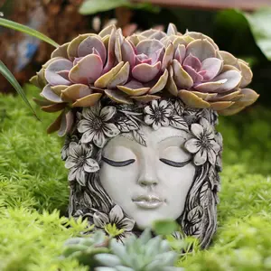 Large Flower Face Planter Pot, Garden Shaped Resin Craft, Moving Gift, Home Decor, Durable & Stylish Design, Perfect for Indoor/outdoor Use