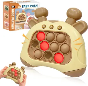 Pop Fidget Game for Kids Adult, Pop Light Up Game Creative Stress Relief Toys, Gopher Game Machine Party Toys, 4 Modes Pop Bubble Toy, Party Favor Gifts for Kids & Teens (Pink Rabbit)
