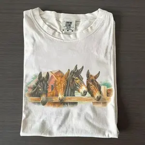 Farm Horse Graphic T-Shirt, Vintage Western Country Tee, Comfort Colors Ivory Shirt, Retro Barn Animal Top, Cowboy Rodeo Gift