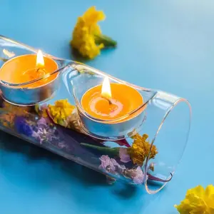 Glass Three-Hole Candle Holder for Bar Counter, Creative European Style Living Room Table Decor, Home Decoration Item (candle Not Included)
