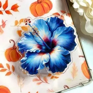Blue Hibiscus Phone Grip, Tropical Flower Phone Stand, Hawaiian Floral Griptok, Aesthetic Summer Phone Accessory, Cute Acrylic Phone Socket, Girlie Vibes Gift