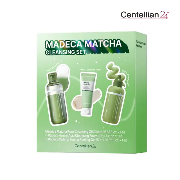 [Centellian24] Madeca Matcha Cleansing Set | Deep Pore Clarifying & Exfoliating Routine | Cleansing Oil, Amino Foam & Peeling Gel | Melts Makeup, Soothes Sensitive Skin & Smooths Texture | Daily Double Cleanse | Korean Skincare