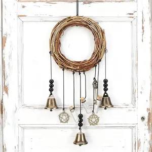 Handcrafted iron witch bell wind chime doorbell, durable, home door decoration pendant, star and many other different pendants are perfect gifts for Christmas,Halloween and Thanksgiving. Ornaments Hangable house decor whimsical home decor home decor items