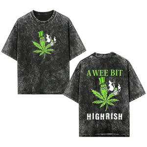 [EOVCAU][Sale Up To 60%]A Wee Bit Highrish Funny 420 Weed Marijuana St Patricks Day T-Shirt，"A Little Irish"Acid Wash Short Sleeve Graphic T-shirt，Unisex hip hop Streetwear TShirt，Casual Short Sleeve Crew Neck T-Shirt For Summer，Gifts Under 20 Dollars