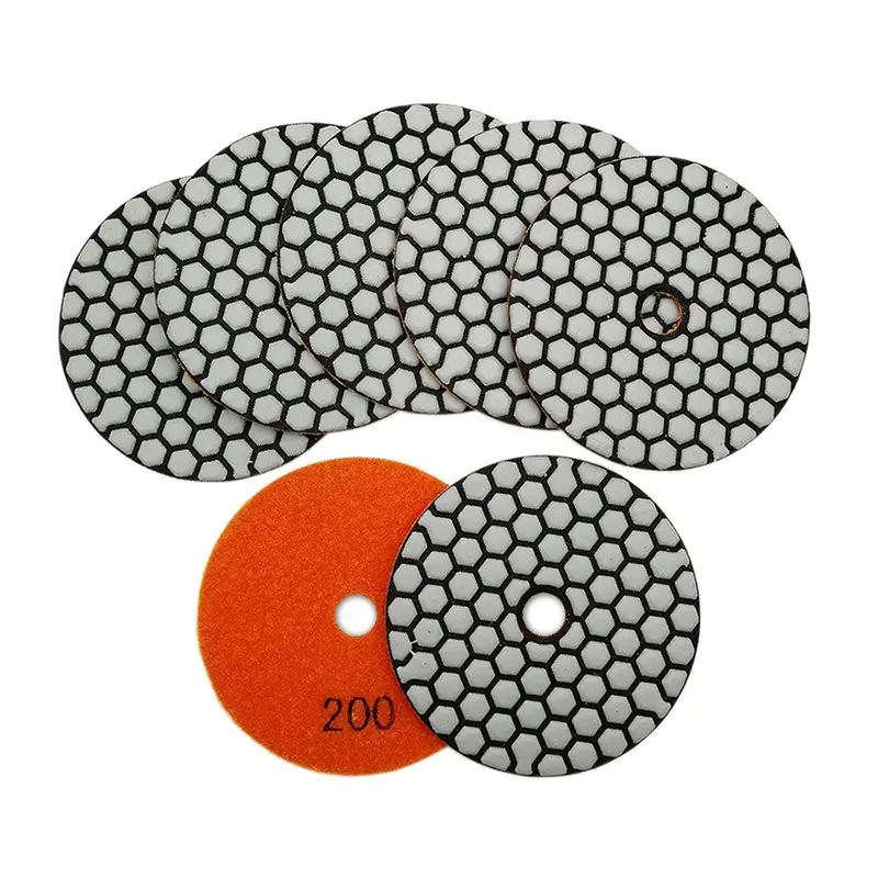 SHDIATOOL 7-Pieces 4-Inch Dry Diamond Polishing Pads, Diamond Coating Polishing Accessories with Curve-Following Flexibility, Angle Grinder Compatible, Polishing Pad Specialty & Deep Cleaning Products for Granite, Marble, Stone